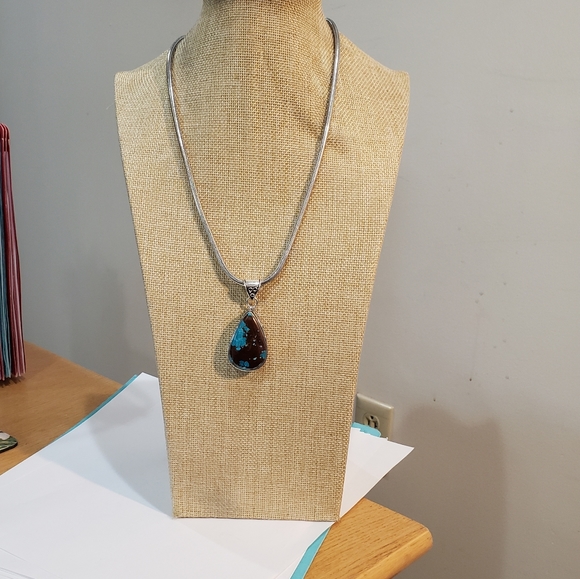 Turquoise gemstone, 925 silver necklace - Picture 5 of 13